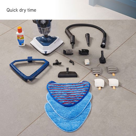 Vax Steam Fresh Total Home CDST-SFXT Steam Mop with up to 15 Minutes Run Time - Navy Blue - Annotation -  Quick dry time shot